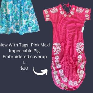 NWT beach coverup - maxi - hot pink coverup dress L